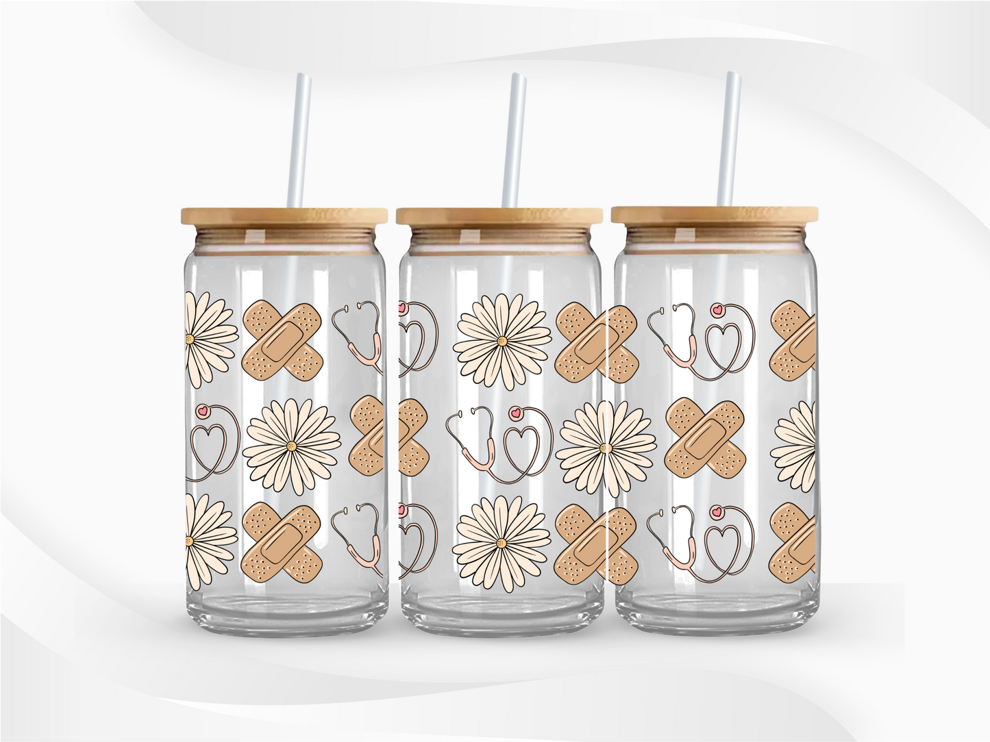 Boho Bandaid Glass Cup